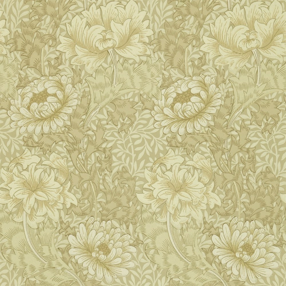 Chrysanthemum Wallpaper 210419 by Morris & Co in Ivory Canvas